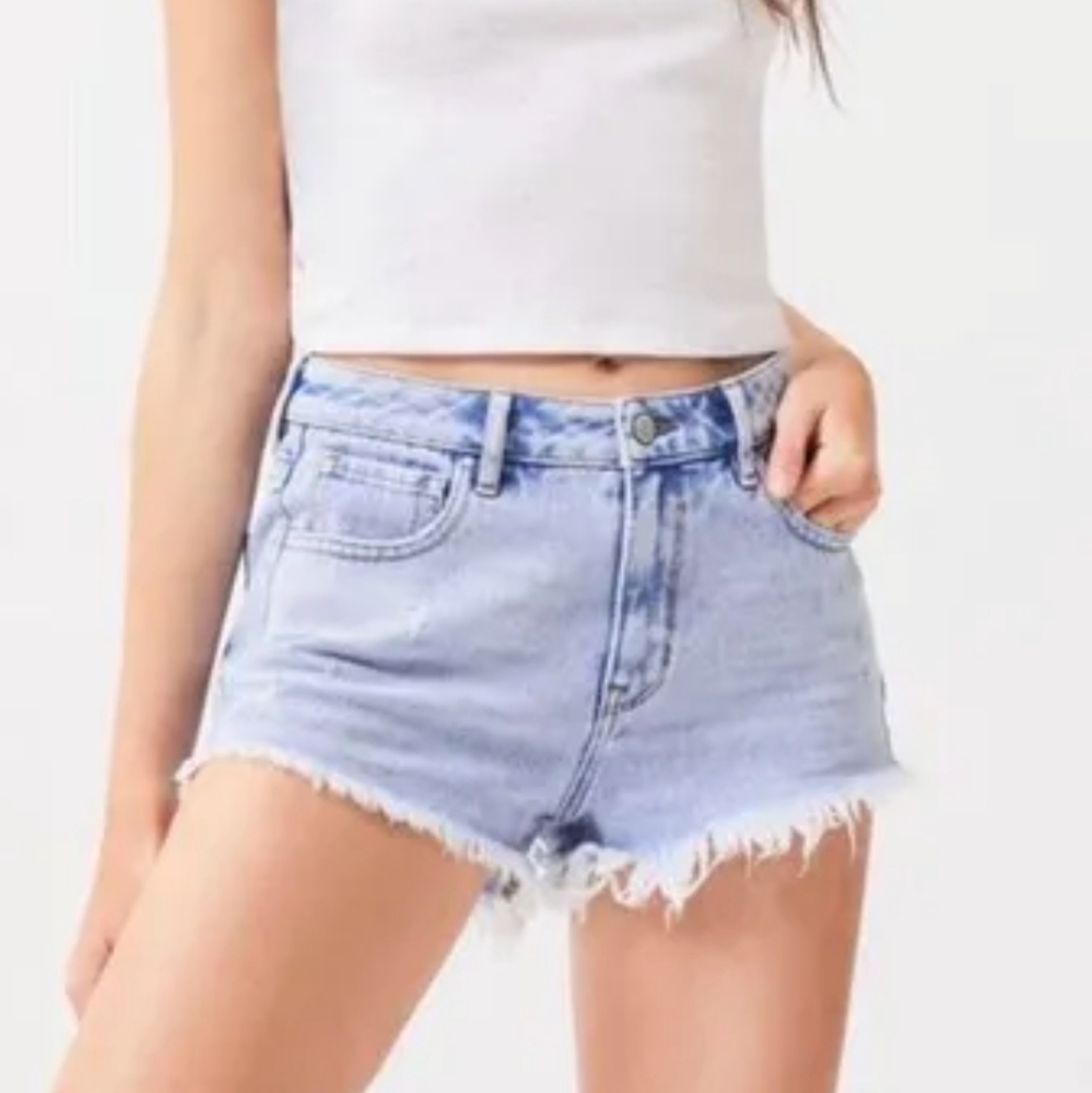PacSun High Rise Festival Shorts Light Wash Distressed